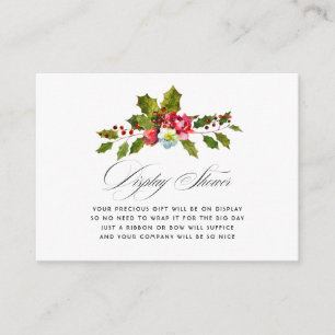 Tarjeta De Recepción Exhibición de ducha de boda de Navidad de acebo