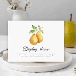 Tarjeta De Recepción Exhibición de ducha de novia con peras de acuarela