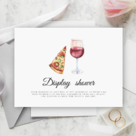 Tarjeta De Recepción Exhibición de ducha de novia con vino y pizza