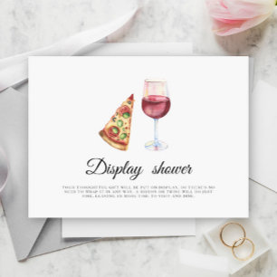 Tarjeta De Recepción Exhibición de ducha de novia con vino y pizza