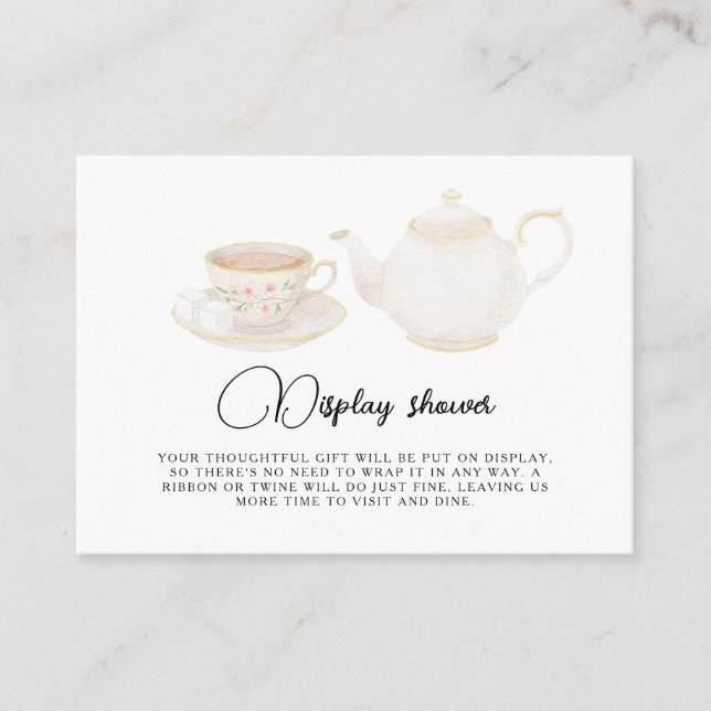 Tarjeta De Recepción Exhibición de ducha de novia de té (Anverso)