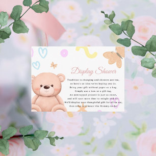 Tarjeta De Recepción Exhibición de ducha de osito de peluche rosa lindo