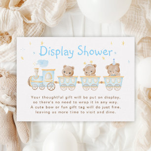 Tarjeta De Recepción Exhibición de tren azul para baby shower