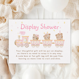 Tarjeta De Recepción Exhibición de tren rosa para baby shower de osito