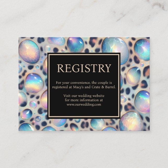 Tarjeta De Recepción Exotic Posh GIft Registry Details Enclosure Cards (Anverso)