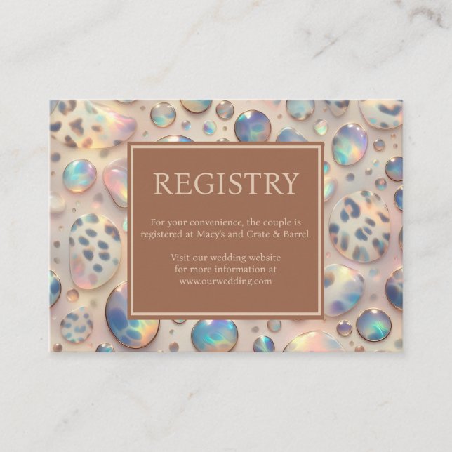 Tarjeta De Recepción Exotic Posh GIft Registry Details Enclosure Cards (Anverso)