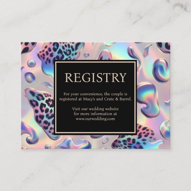 Tarjeta De Recepción Exotic Posh GIft Registry Details Enclosure Cards (Anverso)