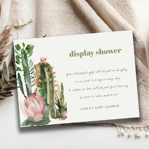 TARJETA DE RECEPCIÓN EXPOSICIÓN DE CACTUS DEL DESIERTO FLORAL ROSA BOHO