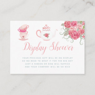 Tarjeta De Recepción Exposición de té de rosas rosadas para baby shower