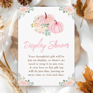 Tarjeta De Recepción Exposición floral de calabazas rosas Baby Shower
