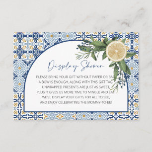 Tarjeta De Recepción Exquisito Blue Tile italiano y Lemons Baby Shower