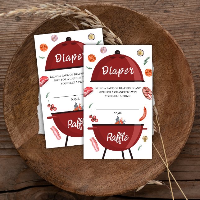 Tarjeta De Recepción Exterior patio trasero BBQ Diaper Raffle Baby Show (Outdoor Backyard BBQ Diaper Raffle Baby Shower Enclosure Card)