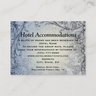 Tarjeta De Recepción Fairy Lights Whimsy Blue Hotel Cards