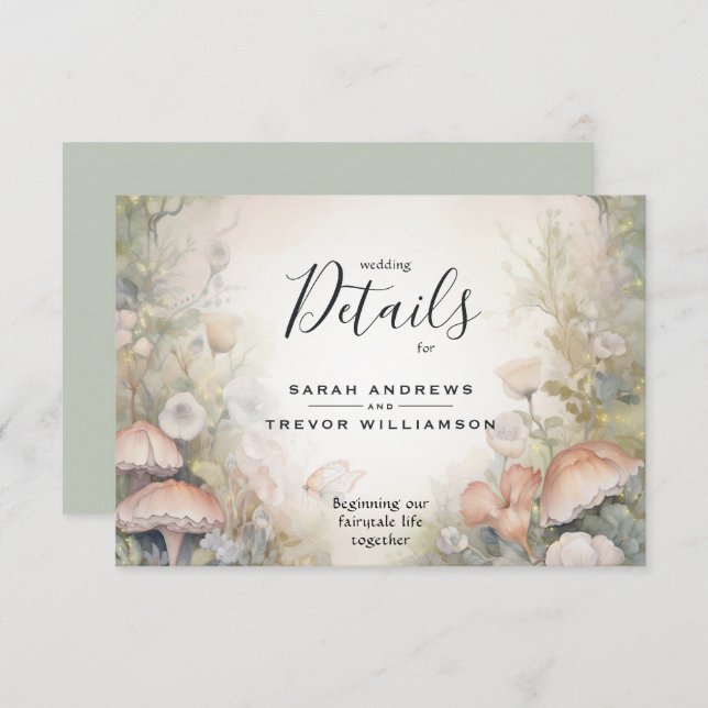 Tarjeta De Recepción Fairy Tale Woodland Fairycore Romance (Anverso / Reverso)