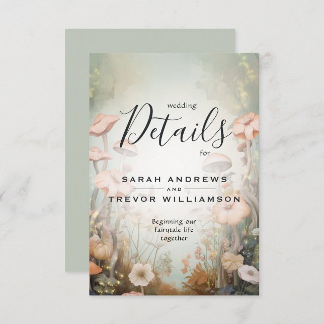 Tarjeta De Recepción Fairy Tale Woodland Fairycore Romance (Anverso / Reverso)