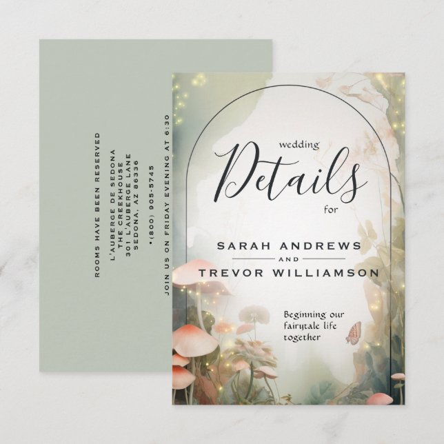 Tarjeta De Recepción Fairy Tale Woodland Fairycore Romance (Anverso / Reverso)