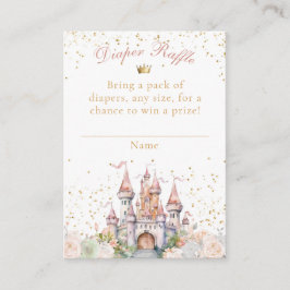 Tarjeta De Recepción Fairytale Castle Rubor Gold Shower Diaper Raffle