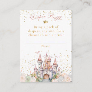 Tarjeta De Recepción Fairytale Castle Rubor Gold Shower Diaper Raffle