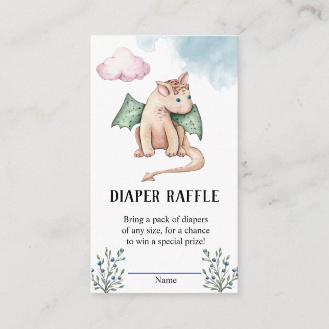 Tarjeta De Recepción Fairytale Dragon Baby Shower Diaper Raffle (Anverso)