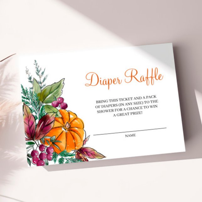 Tarjeta De Recepción Fall Autunm Pumpkin Baby Shower Diaper Raffle Card (Subido por el creador)