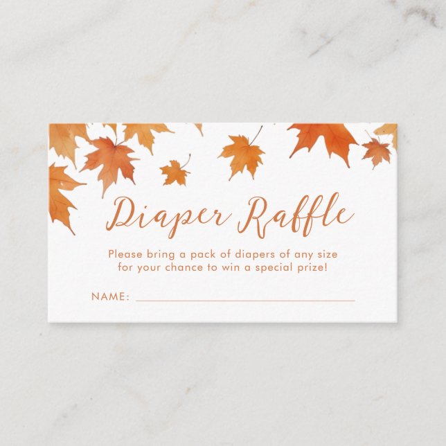 Tarjeta De Recepción Fall Baby Shower Diaper Raffle Ticket (Anverso)