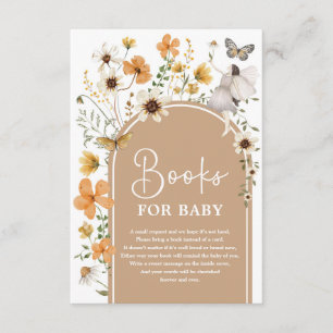Tarjeta De Recepción Fall Boho Fairy Wildflower Books para Baby Shower