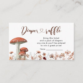 Tarjeta De Recepción Fall Boho Mushroom Floral Diaper Raffle Card