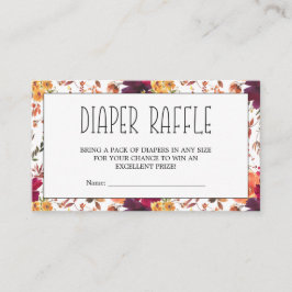 Tarjeta De Recepción Fall Fall Floral Diaper Raffle Enclosure Card