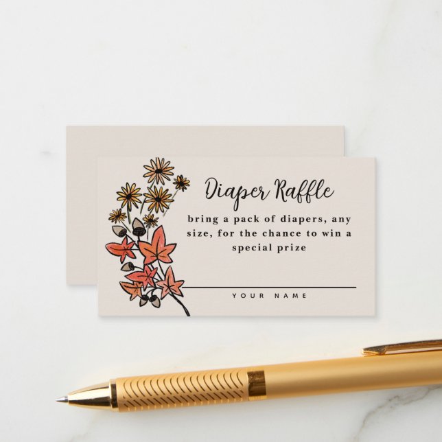Tarjeta De Recepción Fall Harvest Baby Shower Diaper Raffle (Anverso/Reverso In Situ)