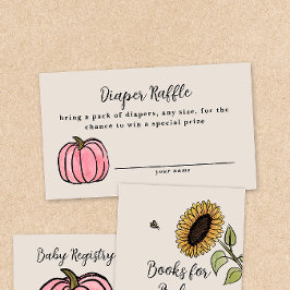 Tarjeta De Recepción Fall Harvest Baby Shower Diaper Raffle Enclosure C