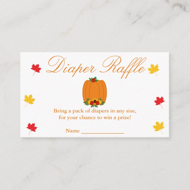 Tarjeta De Recepción Fall In Love Baby Shower Diaper Raffle Card (Anverso)