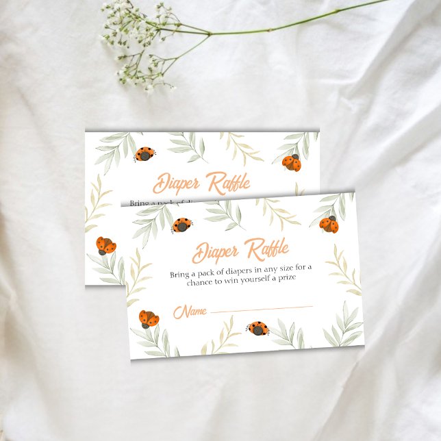 Tarjeta De Recepción Fall Ladybug Greenery Diaper Raffle Baby Shower (Fall Ladybug Greenery Diaper Raffle Baby Shower Enclosure Card)