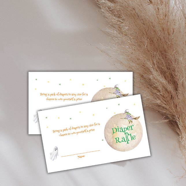 Tarjeta De Recepción Fall Moon Witch Spooky Diaper Raffle Baby Shower (Fall Moon Witch Spooky Diaper Raffle Baby Shower Enclosure Card)