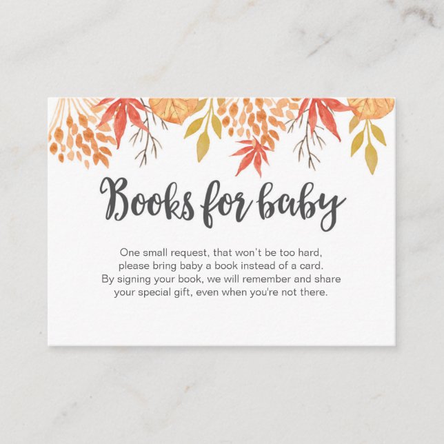 Tarjeta De Recepción Fall Otoño Solicitud de Libro Baby Shower Insertar (Anverso)