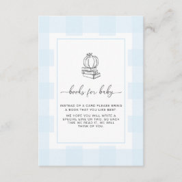 Tarjeta De Recepción Fall Pumpkin Blue Gingham Books Request Card