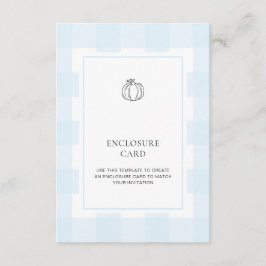 Tarjeta De Recepción Fall Pumpkin Blue Gingham Enclosure Card