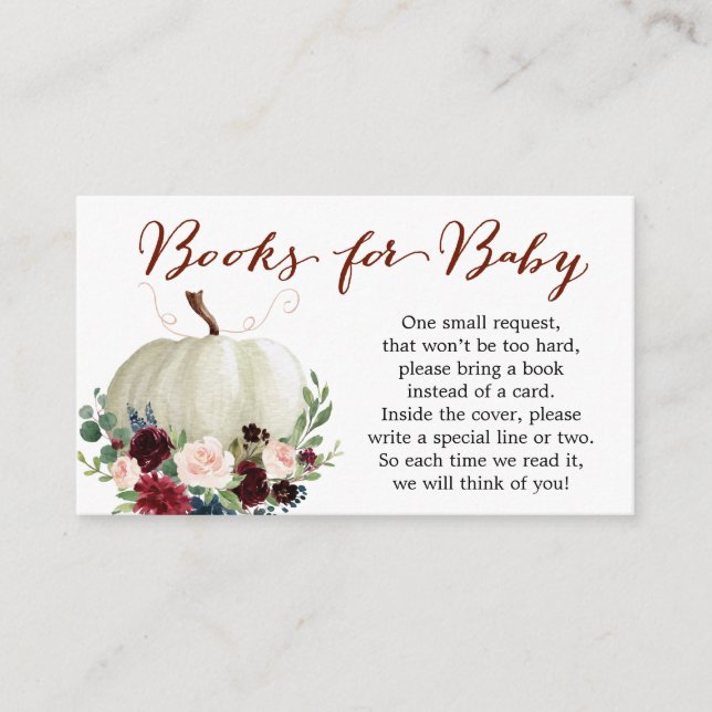 Tarjeta De Recepción Fall Pumpkin Book Request Baby Shower Card (Anverso)