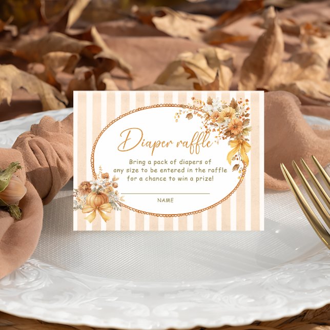 Tarjeta De Recepción Fall Pumpkin Bow Baby Shower Diaper Raffle Ticket (Subido por el creador)