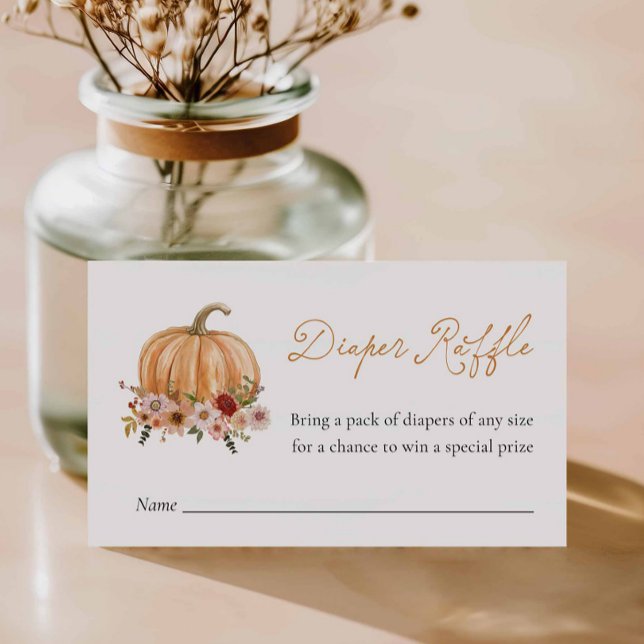 Tarjeta De Recepción Fall Pumpkin Floral Diaper Raffle Ticket (Fall Pumpkin Floral Diaper Raffle Ticket)