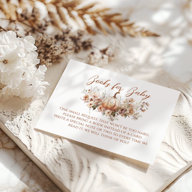 Tarjeta De Recepción Fall Pumpkin Floral Heart Baby Shower Book (Subido por el creador)
