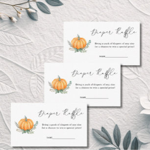 Tarjeta De Recepción Fall Pumpkin Greenery Diaper Raffle Baby Shower