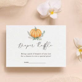 Tarjeta De Recepción Fall Pumpkin Greenery Diaper Raffle Baby Shower
