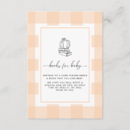 Tarjeta De Recepción Fall Pumpkin Peach Gingham Books Request Card