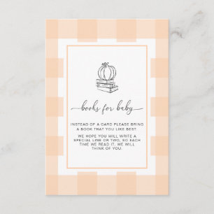 Tarjeta De Recepción Fall Pumpkin Peach Gingham Books Request Card