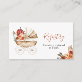 Tarjeta De Recepción Fall Pumpkin Stroller Floral Baby Shower Registry