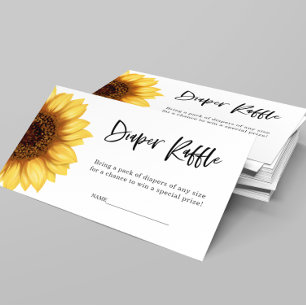 Tarjeta De Recepción Fall Sunflower Diaper Raffle Baby Shower