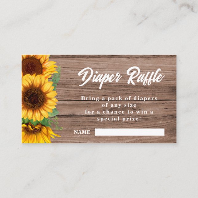 Tarjeta De Recepción Fall Sunflower | Diaper Rafle| Baby Shower  (Anverso)