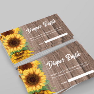 Tarjeta De Recepción Fall Sunflower   Rafle Diaper  Baby Shower
