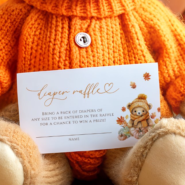 Tarjeta De Recepción Fall Teddy Bear Diaper Raffle Ticket (Subido por el creador)