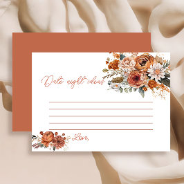 Tarjeta De Recepción Fall Terracota Rustic Bridal Shower Date Game